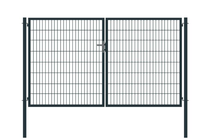 Rohrrahmentor Basic 2-flügelig - Ausführung: anthrazit beschichtet, Höhe: 163 cm, Durchgangslichte: ca. 283 cm