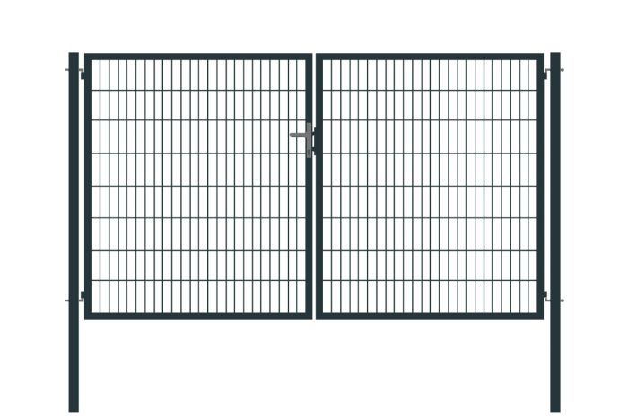 Rohrrahmentor Basic 2-flügelig - Ausführung: anthrazit beschichtet, Höhe: 163 cm, Durchgangslichte: ca. 283 cm