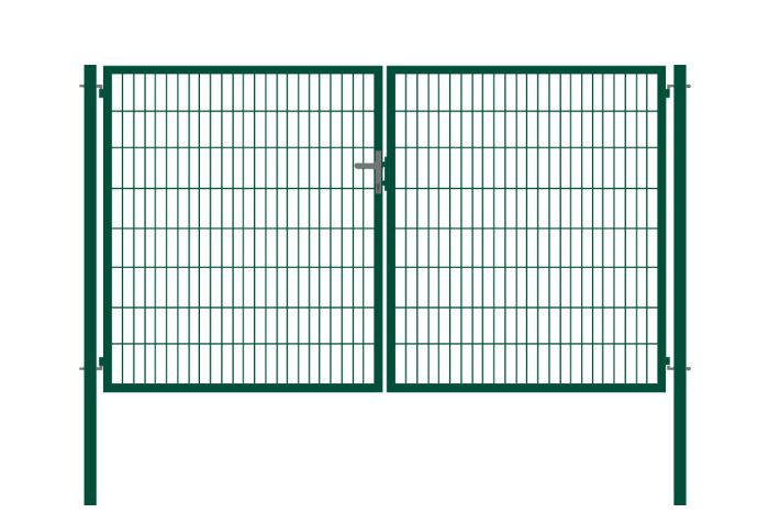 Rohrrahmentor Basic 2-flügelig - Ausführung: grün beschichtet, Höhe: 163 cm, Durchgangslichte: ca. 283 cm