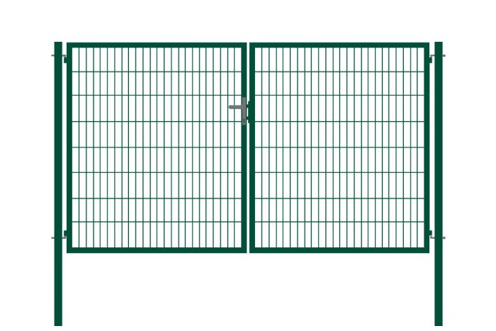 Rohrrahmentor Basic 2-flügelig - Ausführung: grün beschichtet, Höhe: 163 cm, Durchgangslichte: ca. 283 cm