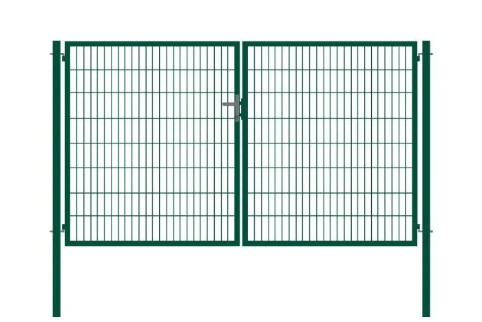Rohrrahmentor Basic 2-flügelig - Ausführung: grün beschichtet, Höhe: 163 cm, Durchgangslichte: ca. 283 cm