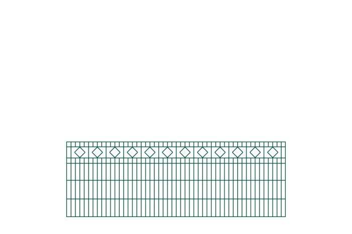 Schmuckzaun Barcelona - Ausführung: grün beschichtet, Höhe: 83 cm, Länge: 251 cm