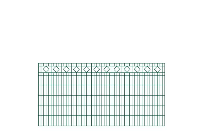 Schmuckzaun Barcelona - Ausführung: grün beschichtet, Höhe: 123 cm, Länge: 251 cm