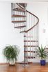 Spindeltreppe Innamincka - Holzart: Buche dunkel, Durchmesser: 148 cm, Metallfarbe: chrom, Abverkauf  