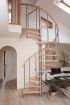 Spindeltreppe Innamincka Top - Holzart: Buche hell, Durchmesser: 118 cm, Metallfarbe: chrom, Abverkauf  