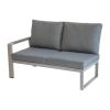 Loungesofa 2-Sitzer links Lissabon aus Aluminium - Aluminiumfarbe: graualuminium, Stofffarbe: dunkelgrau