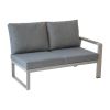 Loungesofa 2-Sitzer rechts Lissabon aus Aluminium - Aluminiumfarbe: graualuminium, Stofffarbe: dunkelgrau