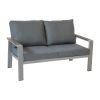 Loungesofa 2-Sitzer Lissabon aus Aluminium - Aluminiumfarbe: graualuminium, Stofffarbe: dunkelgrau