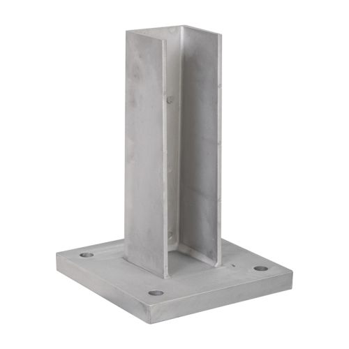 Alu Fußplatte mit Überstand, verstärkt - Grundplatte: 220 x 220 mm