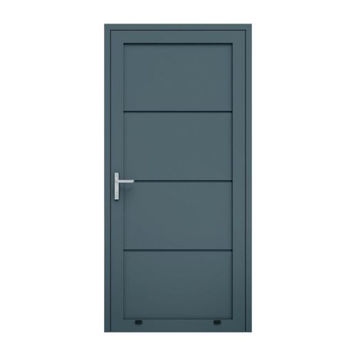 Alu Nebeneingangstür 1-flügelig - Maße: 1000 x 2000 mm (B x H), Farbe: anthrazit RAL 7016, Anschlag: innen links - DIN links