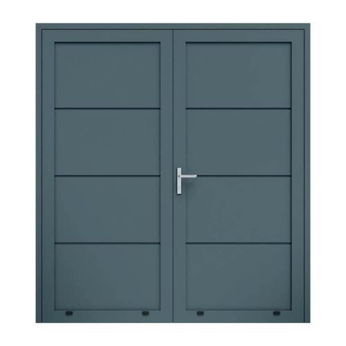 Alu Nebeneingangstür 2-flügelig - Maße: 2000 x 2000 mm (B x H), Farbe: anthrazit RAL 7016, Anschlag: innen rechts - DIN rechts