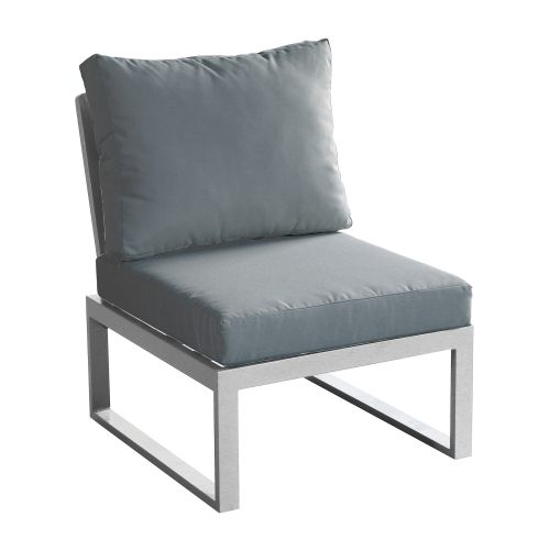 Loungeerweiterung Lissabon aus Aluminium - Aluminiumfarbe: graualuminium, Stofffarbe: dunkelgrau