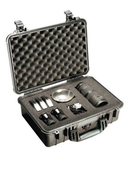 PELI Koffer 1500 - Ausführung: mit Schaumstoff-Einsatz: Rasterschaumstoff zur individuellen Anpassung im Boden, Noppenschaumstoff im Deckel, Gewicht: 3,1 kg