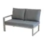 Loungesofa 2-Sitzer links Lissabon aus Aluminium - Aluminiumfarbe: graualuminium, Stofffarbe: dunkelgrau