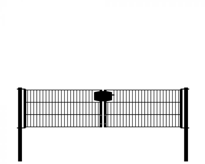 Drahtgittertor 2-flügelig, Durchgangslichte: 264 cm, Gesamtbreite inkl. Pfosten: 276 cm - Ausführung: anthrazit beschichtet, Höhe: 63 cm