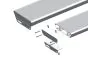 Aluminiumstufe rutschhemmend inkl. 2 Deckel & 2 Winkel und Schrauben - Ausführung: Anthrazit beschichtet, Breite: 1000 mm, Tiefe: 270 mm