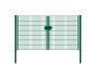 Drahtgittertor 2-flügelig, Durchgangslichte: 264 cm, Gesamtbreite inkl. Pfosten: 276 cm - Ausführung: grün beschichtet, Höhe: 143 cm
