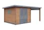 WPC Gartenhaus Alpenblick inkl. überdachter Terrasse - Länge: 560 cm, Breite: 300 cm, Höhe: 239 cm, Farbe: Holzoptik