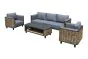 Sitzgruppe Prag 4-teilig aus Aluminium & Rattan - Aluminiumfarbe: schwarz, Stofffarbe: dunkelgrau