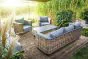 Sitzgruppe Prag 4-teilig aus Aluminium & Rattan - Aluminiumfarbe: schwarz, Stofffarbe: dunkelgrau