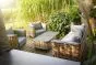 Sitzgruppe Prag 4-teilig aus Aluminium & Rattan - Aluminiumfarbe: schwarz, Stofffarbe: dunkelgrau