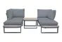 Sitzgruppe Verona 3-teilig bestehend aus 2x Loungesofa 2-Sitzer, 1x Gartentisch – Aluminiumfarbe: anthrazit, Stofffarbe: dunkelgrau