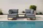 Sitzgruppe Verona 3-teilig bestehend aus 2x Loungesofa 2-Sitzer, 1x Gartentisch – Aluminiumfarbe: anthrazit, Stofffarbe: dunkelgrau