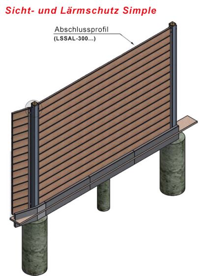 Sicht- und Lärmschutz Simple Profi Abschlussprofil WPC Höhe 14 cm