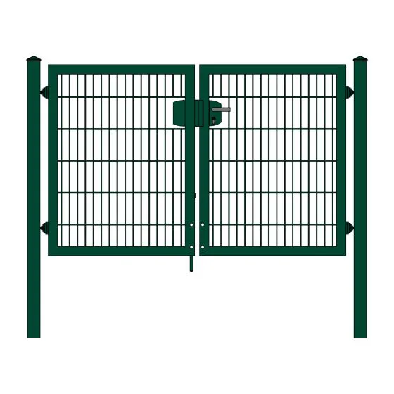 Rohrrahmenflügeltor 2-flügelig - Ausführung: grün beschichtet, Höhe: 123 cm, Durchgangslichte: 200 cm