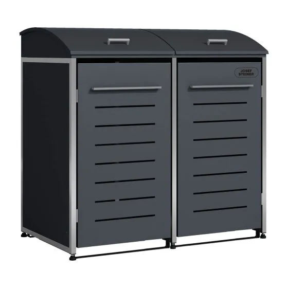 Mülltonnenbox 2-flügelig - Farbe: anthrazit, Breite: 139 cm, Höhe: 135,4 cm, Tiefe: 82,6 cm