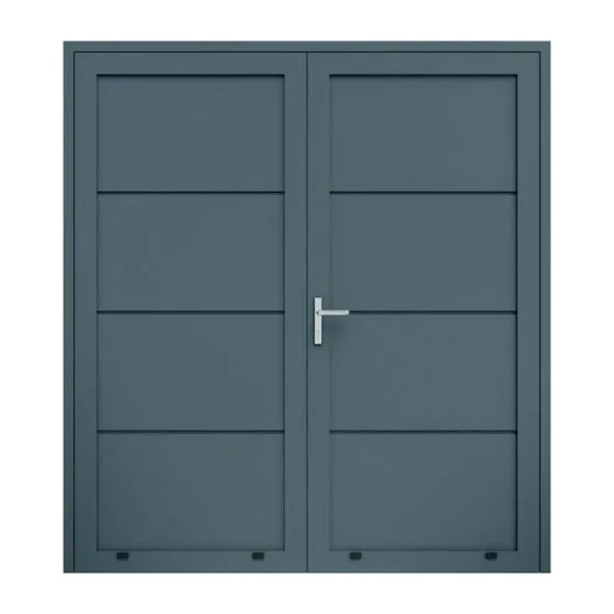 Alu-Nebeneingangstür 2-flügelig DIN rechts – Farbe: anthrazit, Breite: 200 cm, Höhe: 210 cm