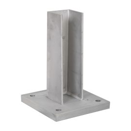 Alu Fußplatte mit Überstand, verstärkt - Grundplatte: 220 x 220 mm
