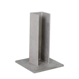 Alu Fußplatte mit Überstand - für Pfosten: 60 x 60 x 3 mm, Grundplatte: 160 x 160 x 10 mm