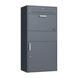 Briefkasten inkl. Paketfach Mod. 72A – Farbe: anthrazit, Breite: 72 cm, Höhe: 150 cm, Tiefe: 45 cm