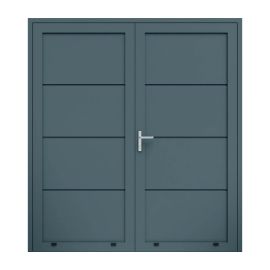 Alu Nebeneingangstür 2-flügelig - Maße: 2000 x 2000 mm (B x H), Farbe: anthrazit RAL 7016, Anschlag: innen links - DIN links