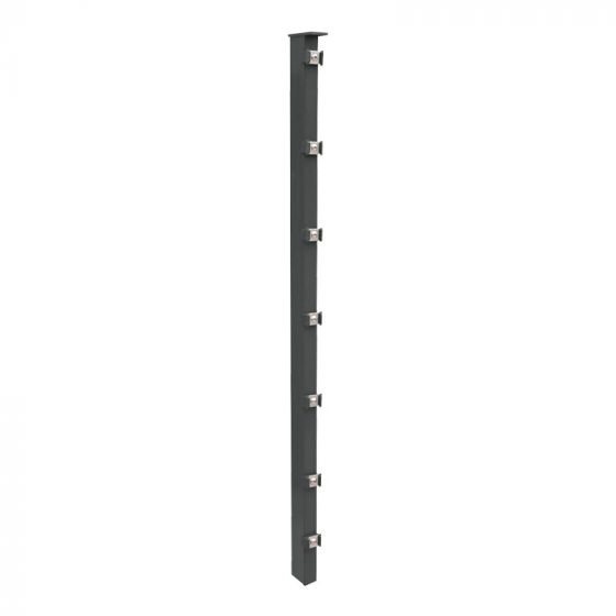 Zaunpfosten Mod. P - Ausführung: anthrazit beschichtet, für Zaunhöhe: 123 cm, Länge: 128,5 cm, Befestigungspunkte: 7