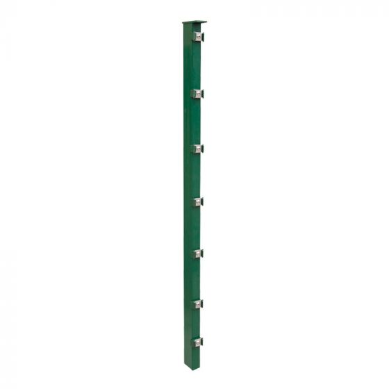 Zaunpfosten Mod. P - Ausführung: grün beschichtet, für Zaunhöhe: 143 cm, Länge: 200 cm, Befestigungspunkte: 8