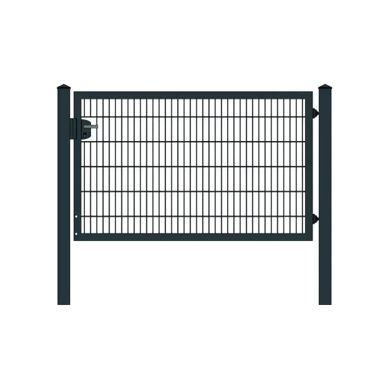 Rohrrahmenflügeltor 1-flügelig - Ausführung: anthrazit beschichtet, Höhe: 123 cm, Durchgangslichte: 200 cm