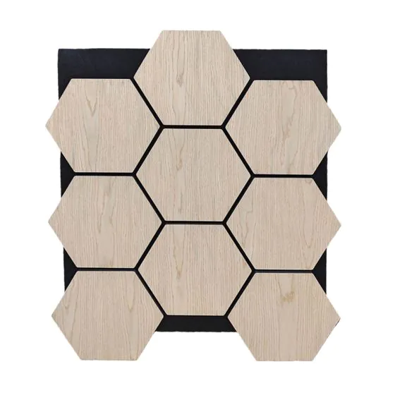 Akustikpaneele mit Hexagon - Modell: Eiche hell, Maße: 810 x 661 x 18 mm, Stück: 4, Packungsinhalt: ca. 2,14 m²