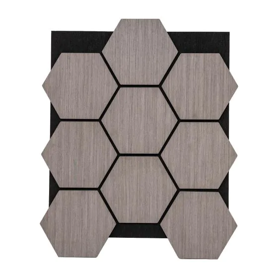 Akustikpaneele mit Hexagon - Modell: Eiche grau, Maße: 810 x 661 x 18 mm, Stück: 4, Packungsinhalt: ca. 2,14 m²