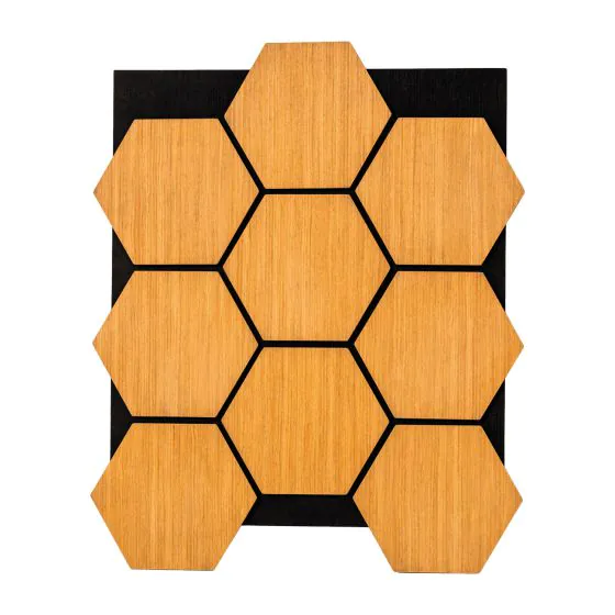 Akustikpaneele mit Hexagon - Modell: Mittelbraun, Maße: 810 x 661 x 18 mm, Stück: 4, Packungsinhalt: ca. 2,14 m²