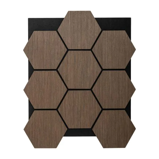 Akustikpaneele mit Hexagon - Modell: Mittelbraun, Maße: 810 x 661 x 18 mm, Stück: 4, Packungsinhalt: ca. 2,14 m²