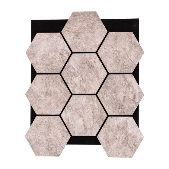 Akustikpaneele mit Hexagon - Modell: Steindesign PVC, Maße: 810 x 661 x 18 mm, Stück: 4, Packungsinhalt: ca. 2,14 m²