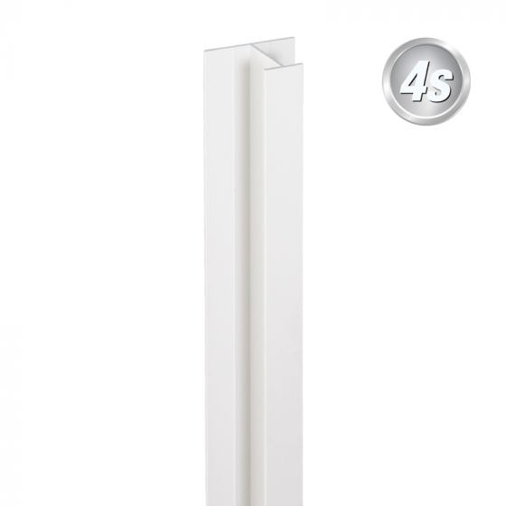 Alu U-Profil stirnseitige Montage für 44 mm Profile, Ausführung: Mittelsteher  - Farbe: weiß, Länge: 200 cm
