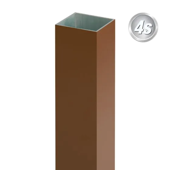Alu Pfosten 100 x 100 x 4 mm - Farbe: braun, Länge: 200 cm