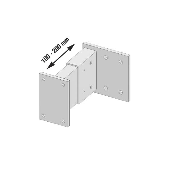 Alu Fußplatte für Pfosten 100 x 100 mm, stirnseitig, Wand