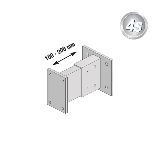 Alu Fußplatte für Pfosten 100 x 100 mm, stirnseitig, Mitte - Farbe: grau