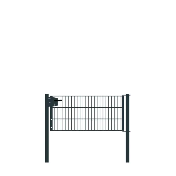 Drahtgittertor 1-flügelig, Durchgangslichte: 134 cm, Gesamtbreite inkl. Pfosten: 146 cm - Ausführung: anthrazit beschichtet, Höhe: 63 cm