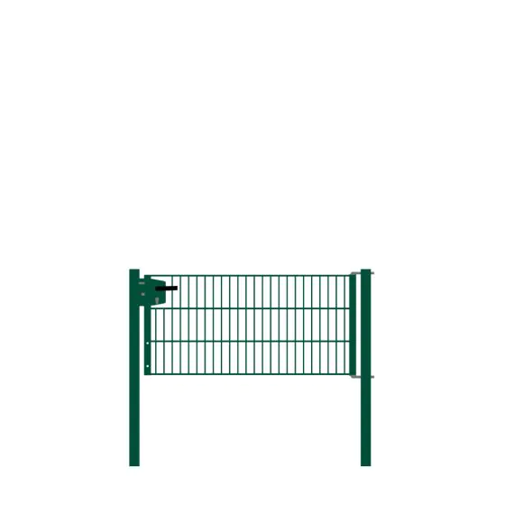 Drahtgittertor 1-flügelig, Durchgangslichte: 134 cm, Gesamtbreite inkl. Pfosten: 146 cm - Ausführung: grün beschichtet, Höhe: 63 cm