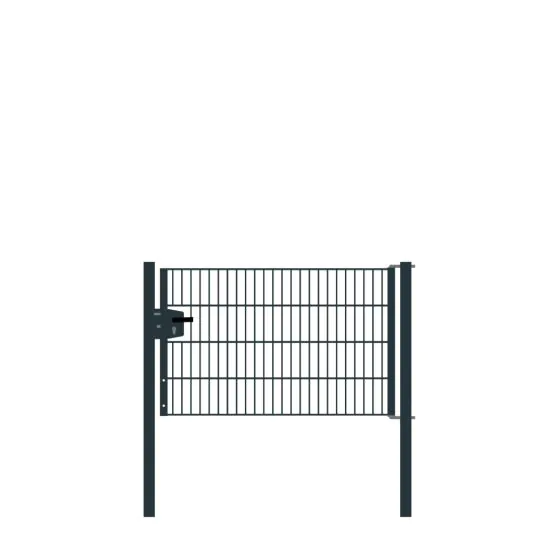 Drahtgittertor 1-flügelig, Durchgangslichte: 134 cm, Gesamtbreite inkl. Pfosten: 146 cm - Ausführung: anthrazit beschichtet, Höhe: 83 cm
